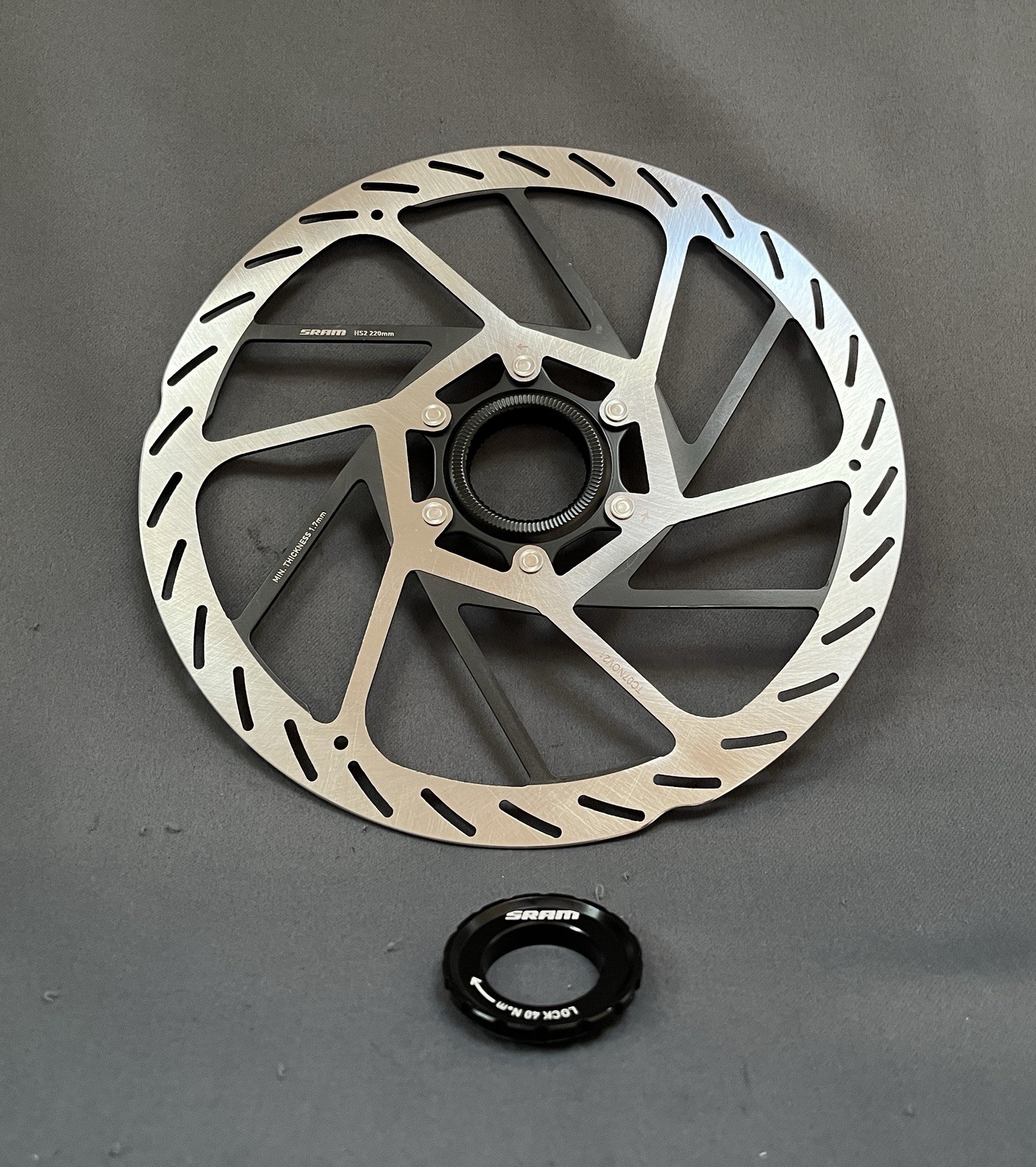 New SRAM HS2 Disc Brake Rotor 220mm Center Lock Rounded with Lockring MTB