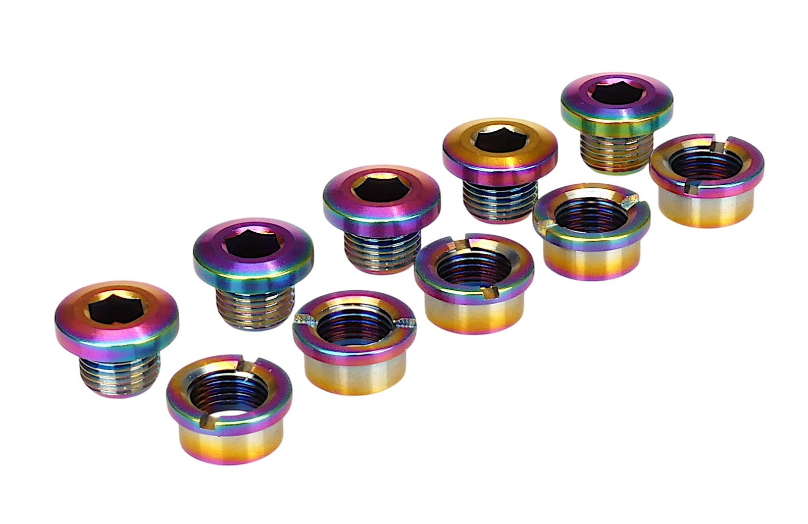 Titanium BMX bicycle single speed chainring bolts – set of 5 – OIL SLICK