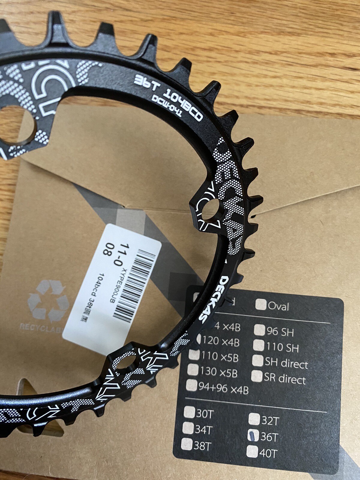 DECKAS 104bcd MTB Round Chainring 36T Bike Black Chainwheel – SHIPS FROM USA!