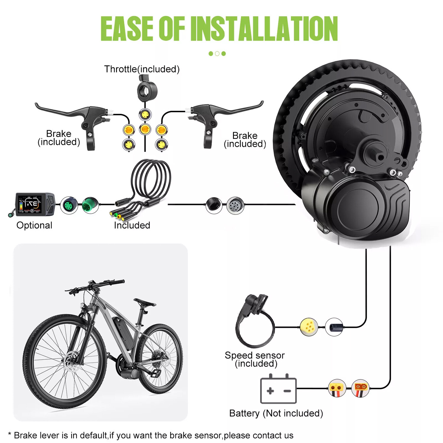 48V750W 500W TONGSHENG Mid Motor Kit Electric Bike Conversion Torque Sensor Kits