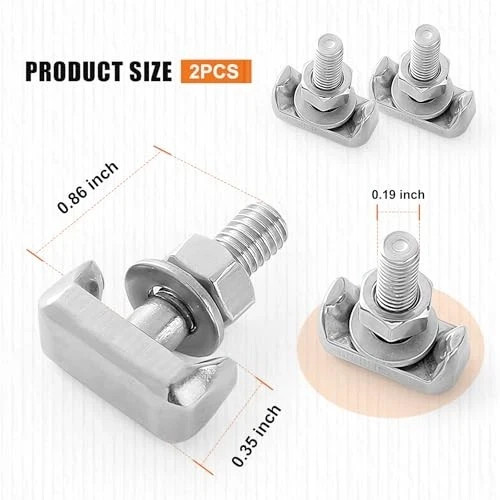 2PCS Battery Terminal T-Bolt, Stainless Steel Replacement Nuts for Car Battery