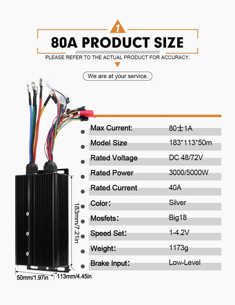 48V/72V 80A Sine Wave Brushless Controller with LCD Display Ebike Conversion Kit