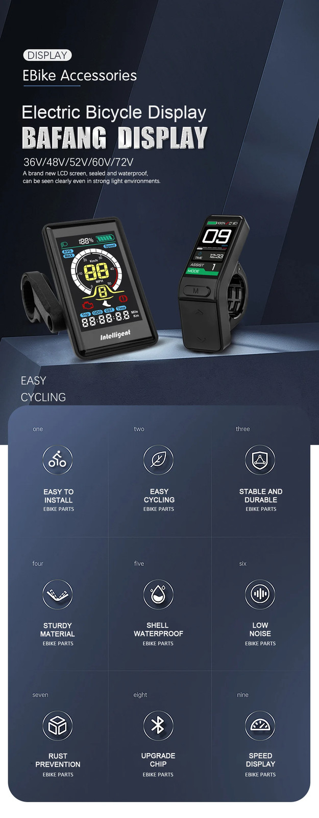 E-bike LCD Color Display Instrument 36V48V52V SW102T DZ40 600C BF-UART Protocol
