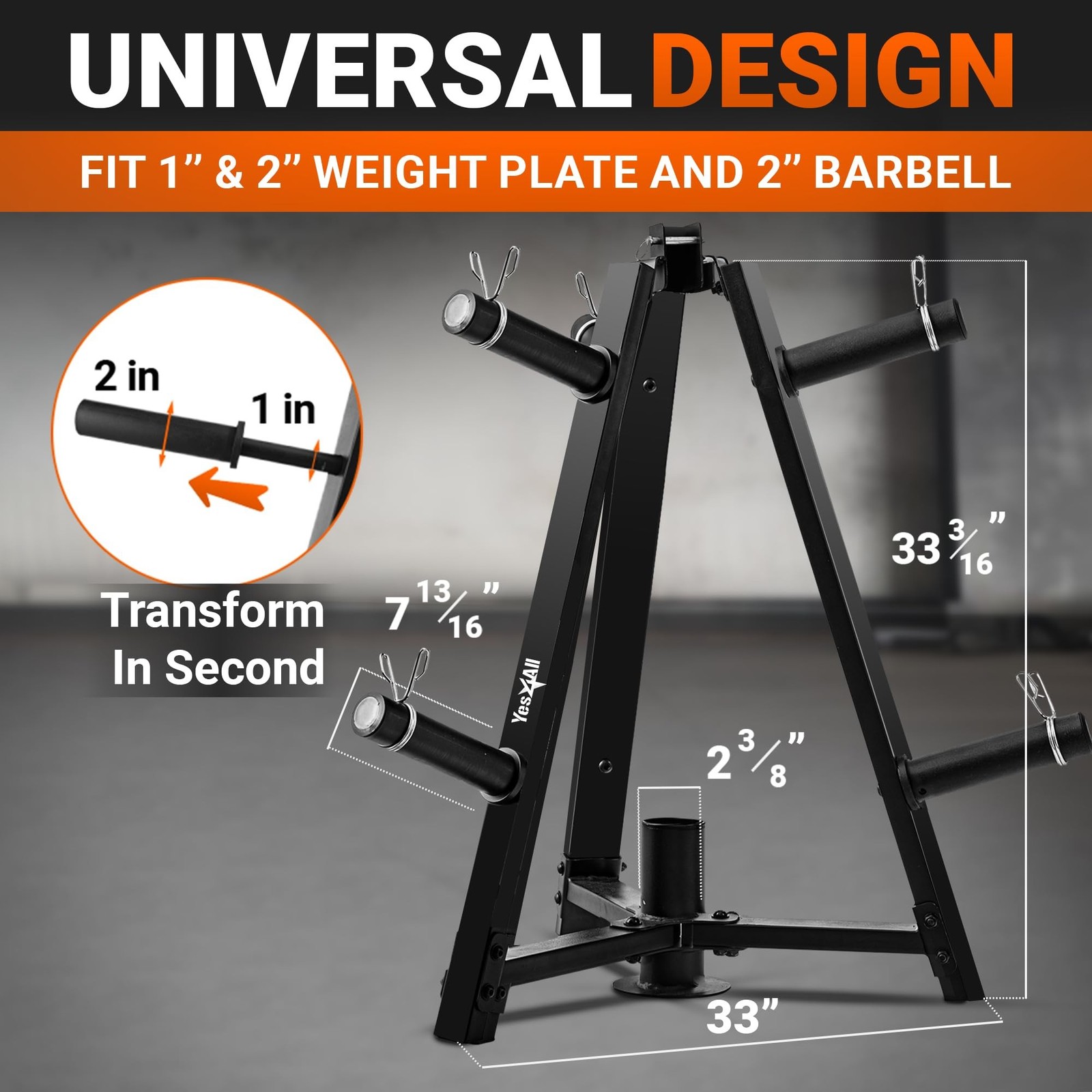 Yes4All 6 Pegs & 4 Barbell Storage Racks Load Up to 1190 LBS – Wall Mounted W…