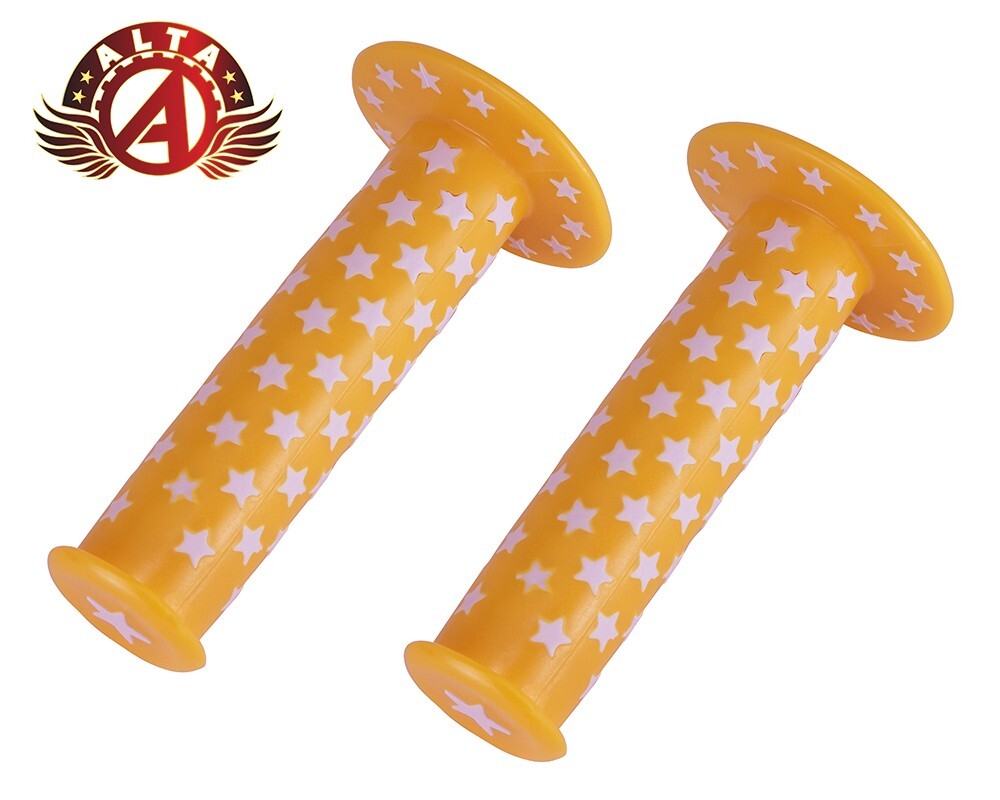 ALTA Bicycle ORIGINAL BMX Style Yellow & White Stars BICYCLE (1SET) 7/8″ GRIPS
