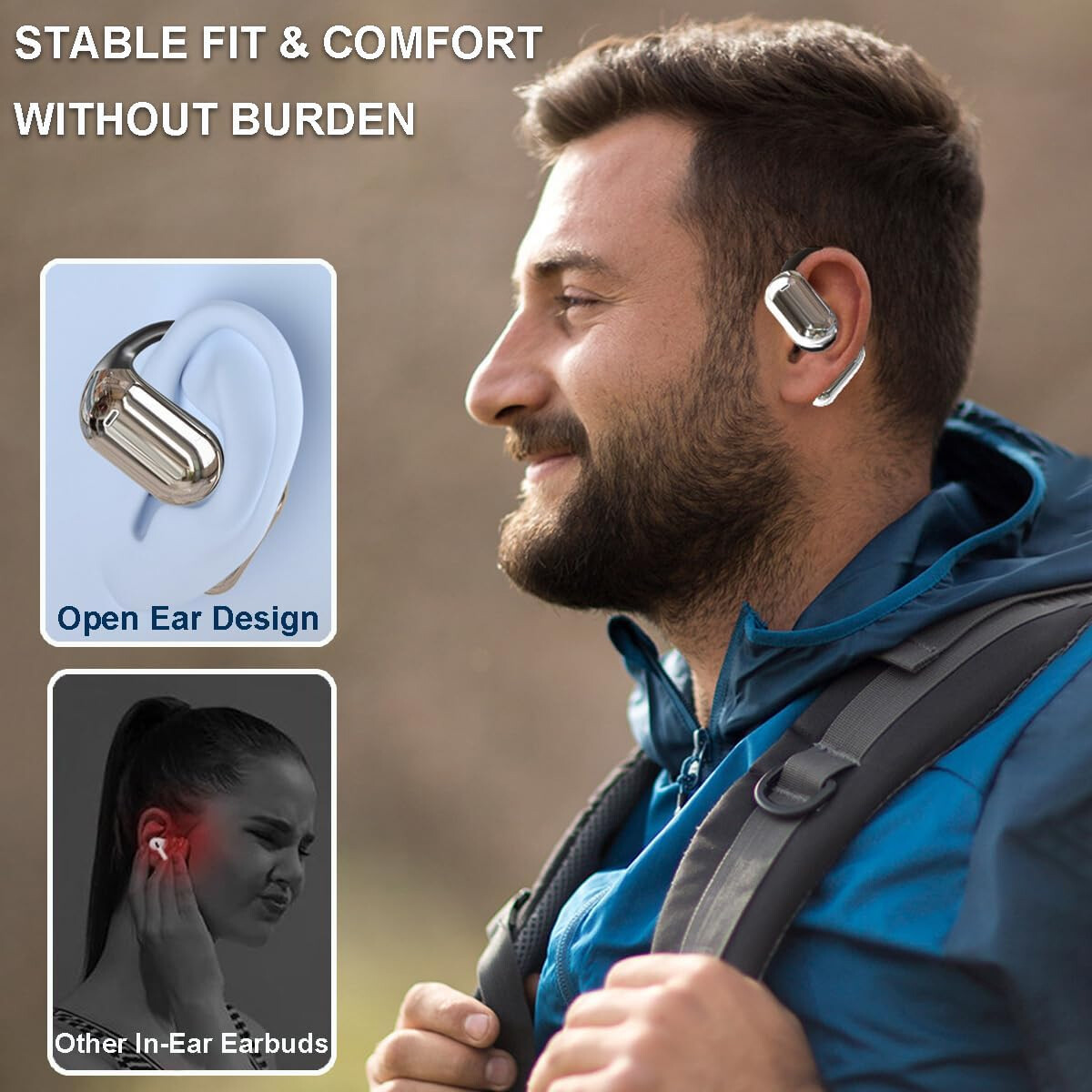 Open Ear Bluetooth 5.4 Headphones Wireless Earbuds Sport Over Earphones Ear Hook