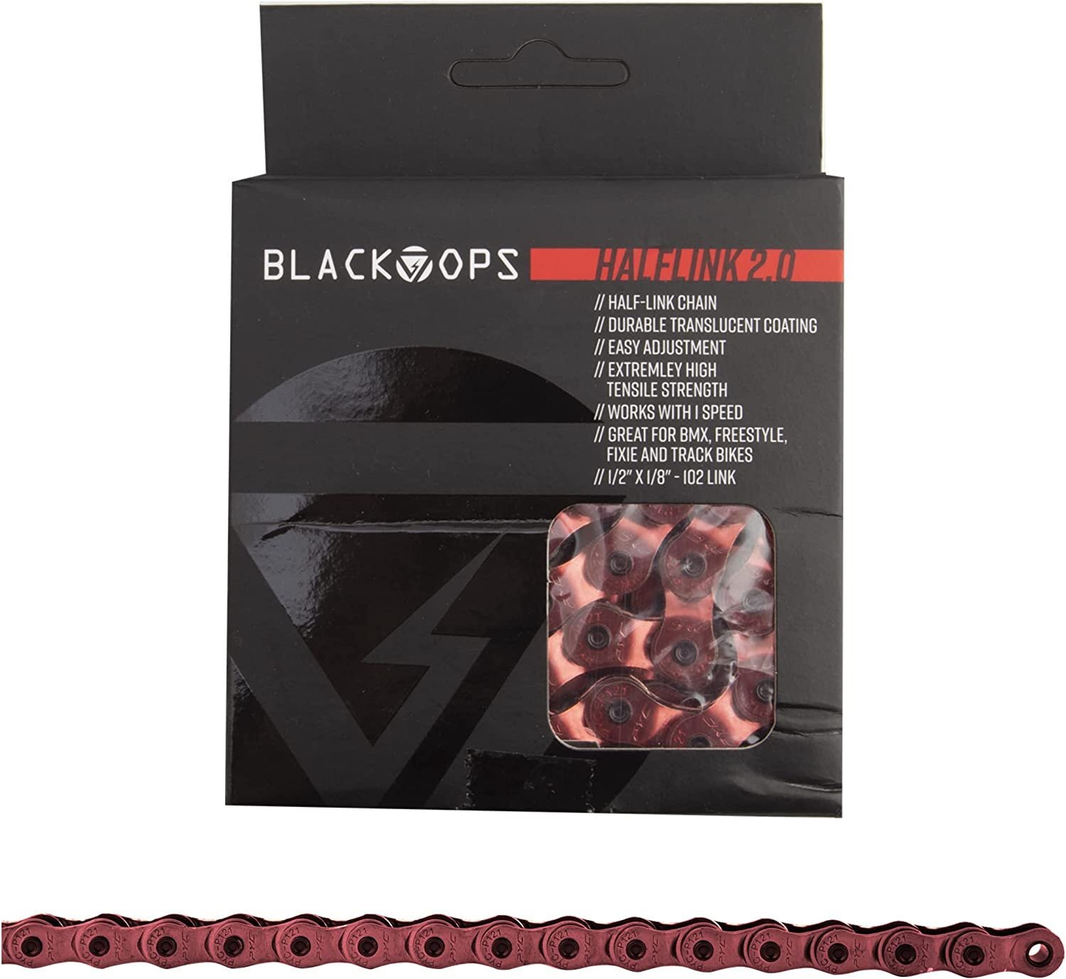 Black Ops Chain BK-OPS 1/2×1/8 Half Link 2.0 1s Translucent-RD 102L