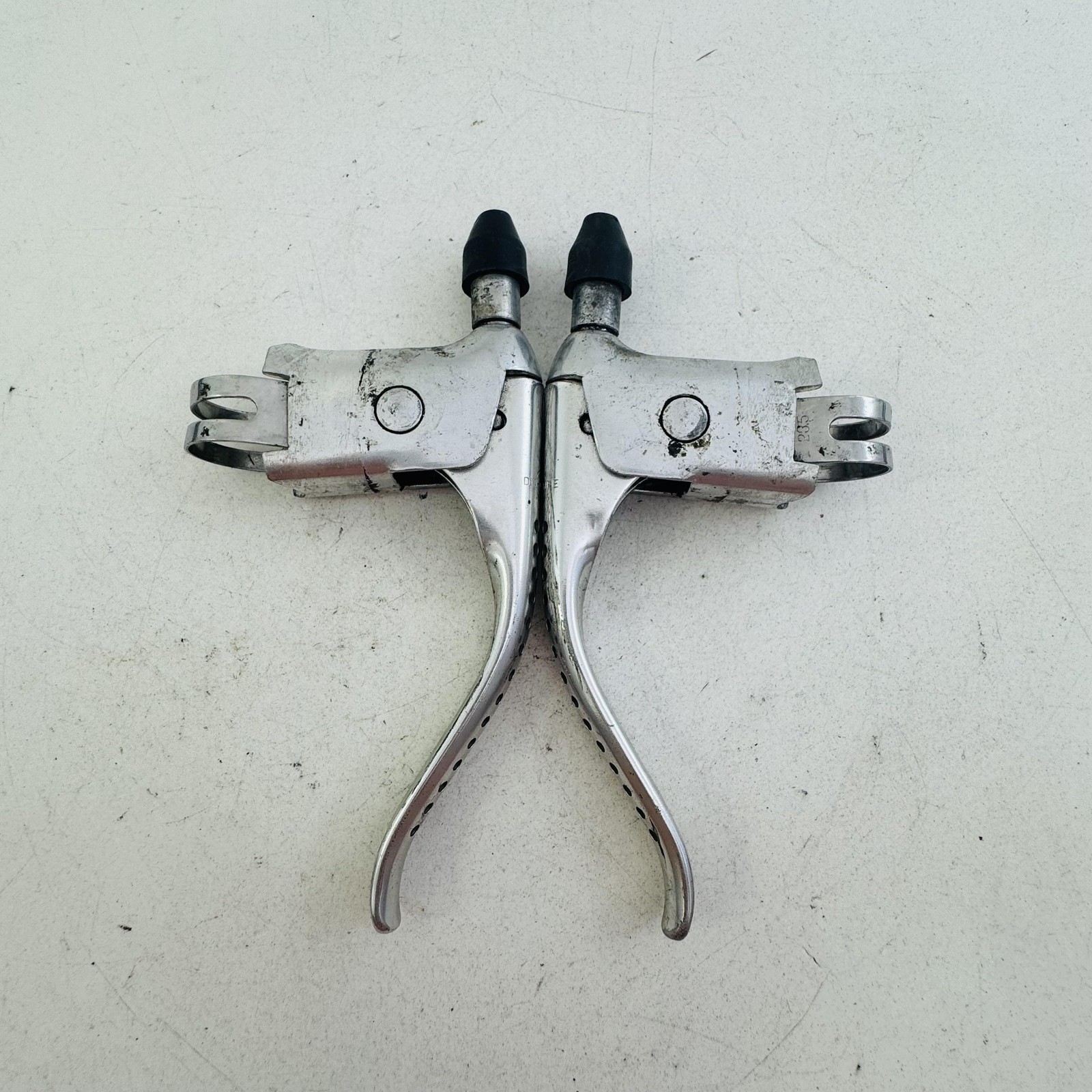 Vintage Dia-Compe Brake Levers Pair 4-Finger Drilled Flat Bar Silver Bike A98