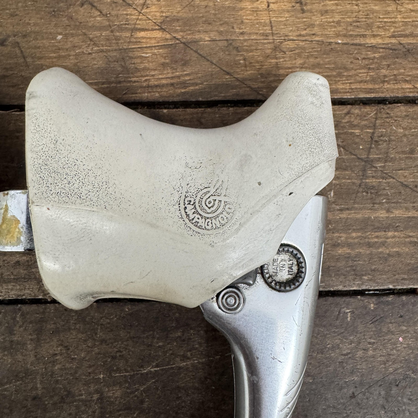 Vintage Campagnolo Brake Levers C-Record Chrous White Hoods 4-Finger Drop Bar