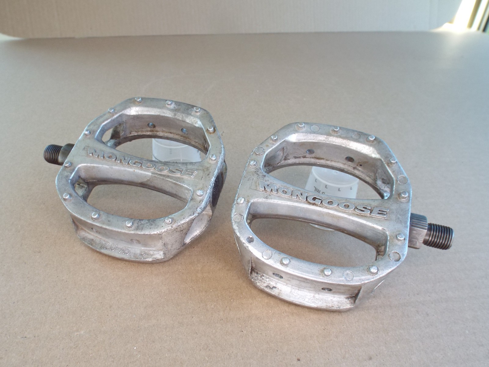 VTG Mongoose BMX Pedals Alloy 1/2” Silver in Color Bicycle Work Well! (Read)