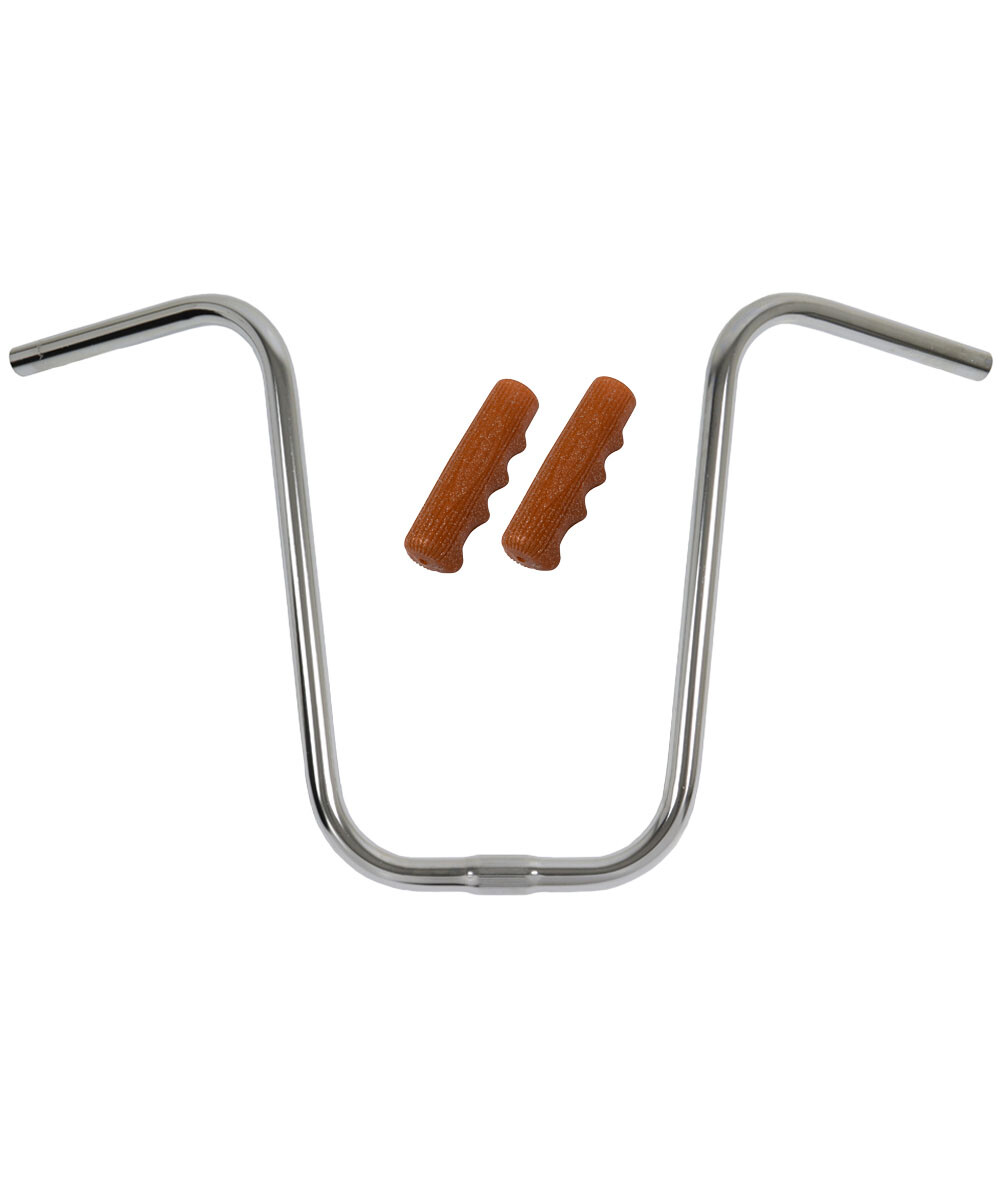 OG Lowrider U Handlebar 15″ Black & Sparkle Orange Kraton Rubber Grips