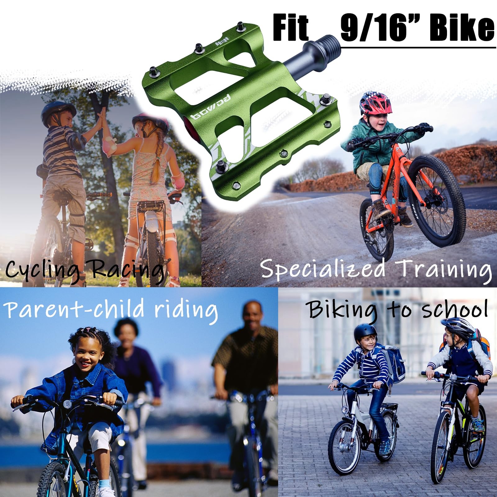 Small Bike Pedal MTB Kids BMX Pedals Flat, Youth Bike Pedal w 9/16 inch Cr-Mo…