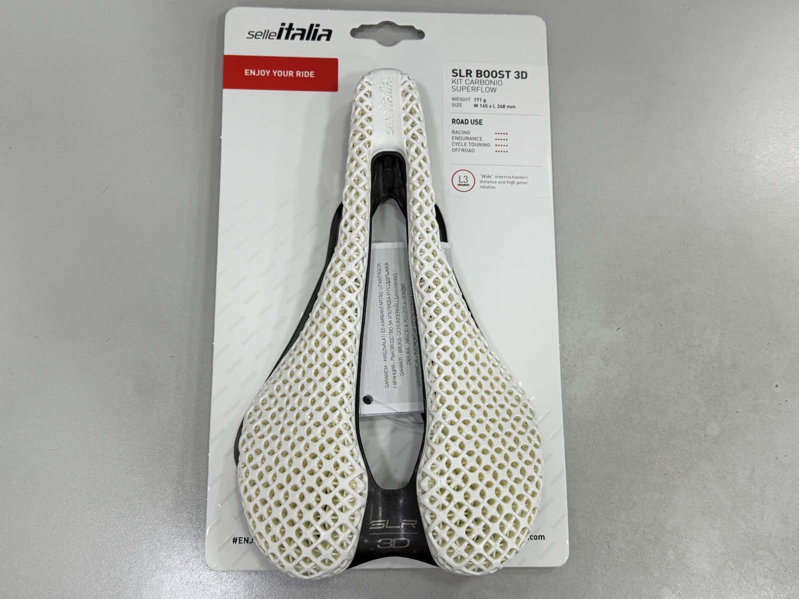 Selle Italia SLR Boost 3D Kit Carbon Superflow Saddle L3(145x248mm) White