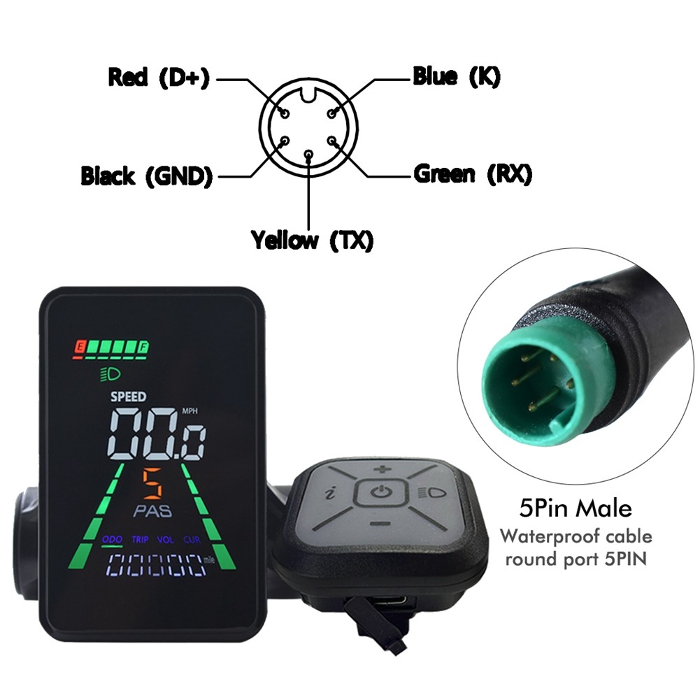 L5 Mountain E-Bike NFC LCD Display Meter 24V/36V/48V/60V UART Type C6046
