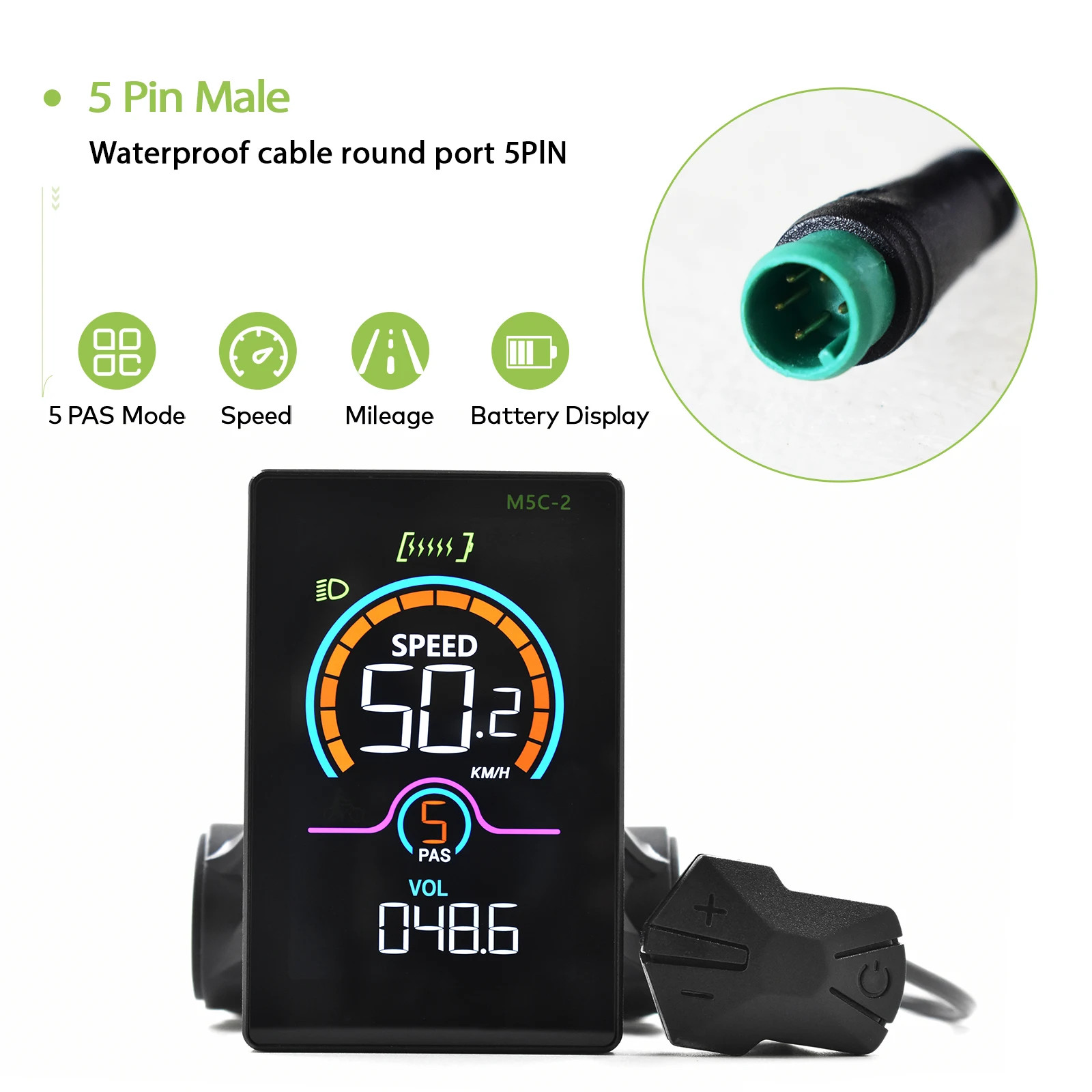 Electric Bike Computer Bluetooth Wired Digital Color LCD Display Vehicle Locking