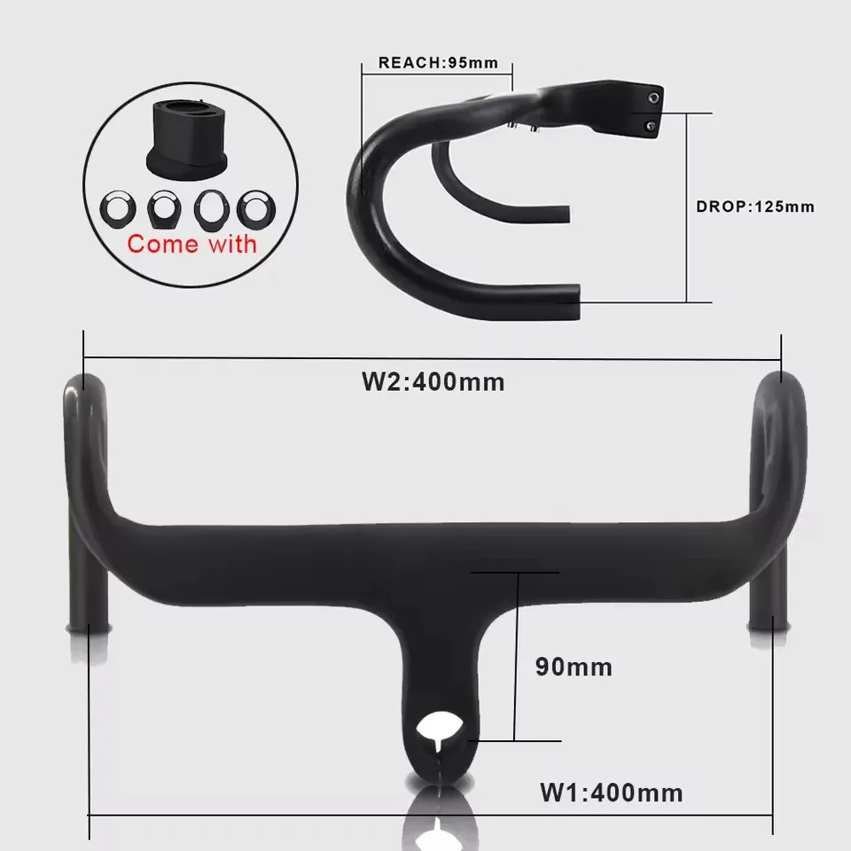 Carbon Handlebar 28.6mm Integrated Road Bike Handlebar Parts with Stem Spacer
