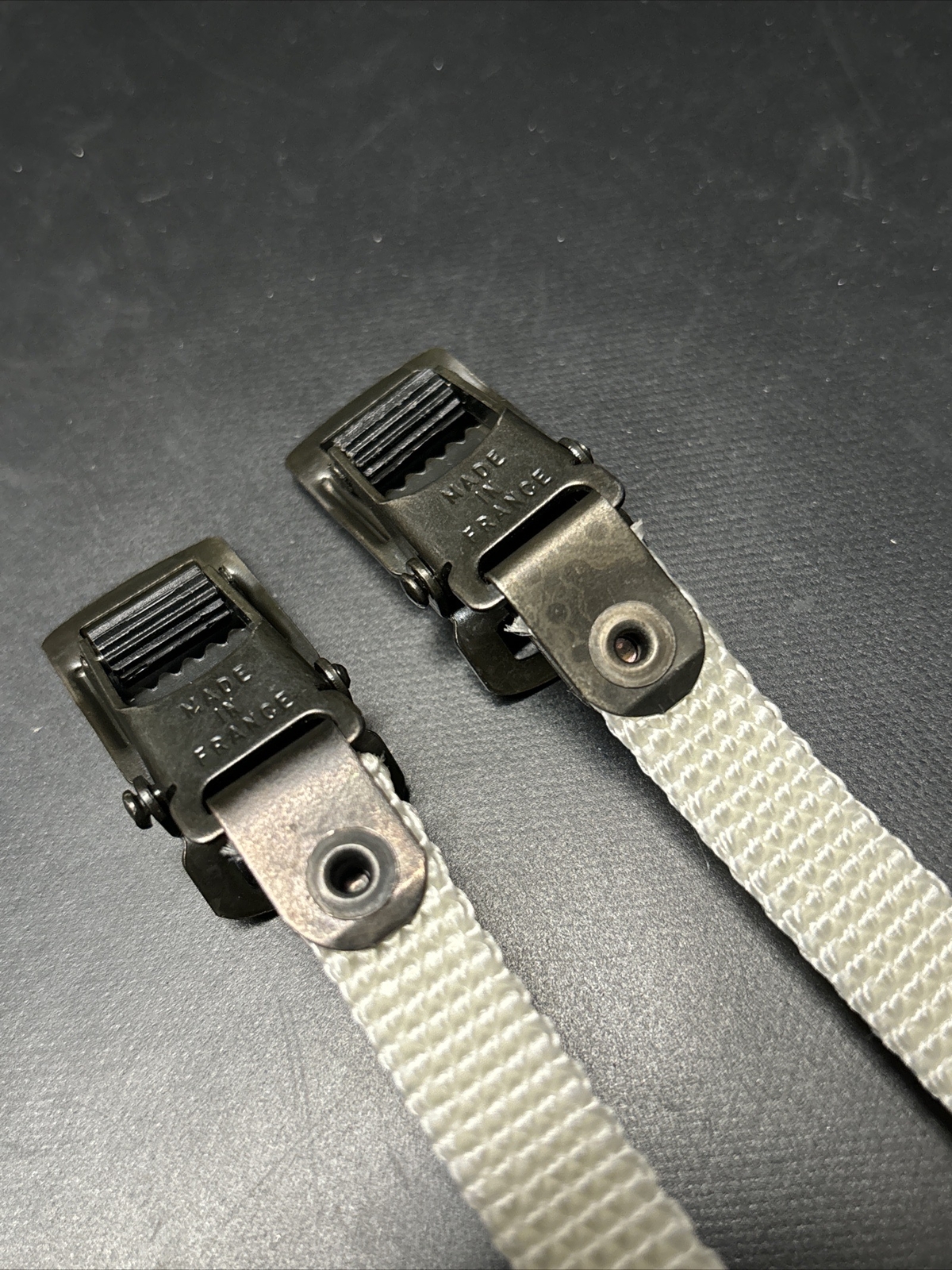 NOS Mt. Christophe White 440mm ATB Nylon Toe Straps Extra Long Fit: Gt Klein SE