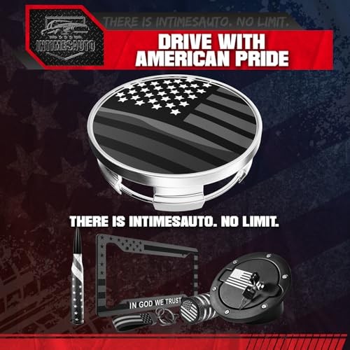 63MM 2.5 Inch Wheel Center 63.0MM O.D. / 55.5MM I.D. Chrome with American Flag