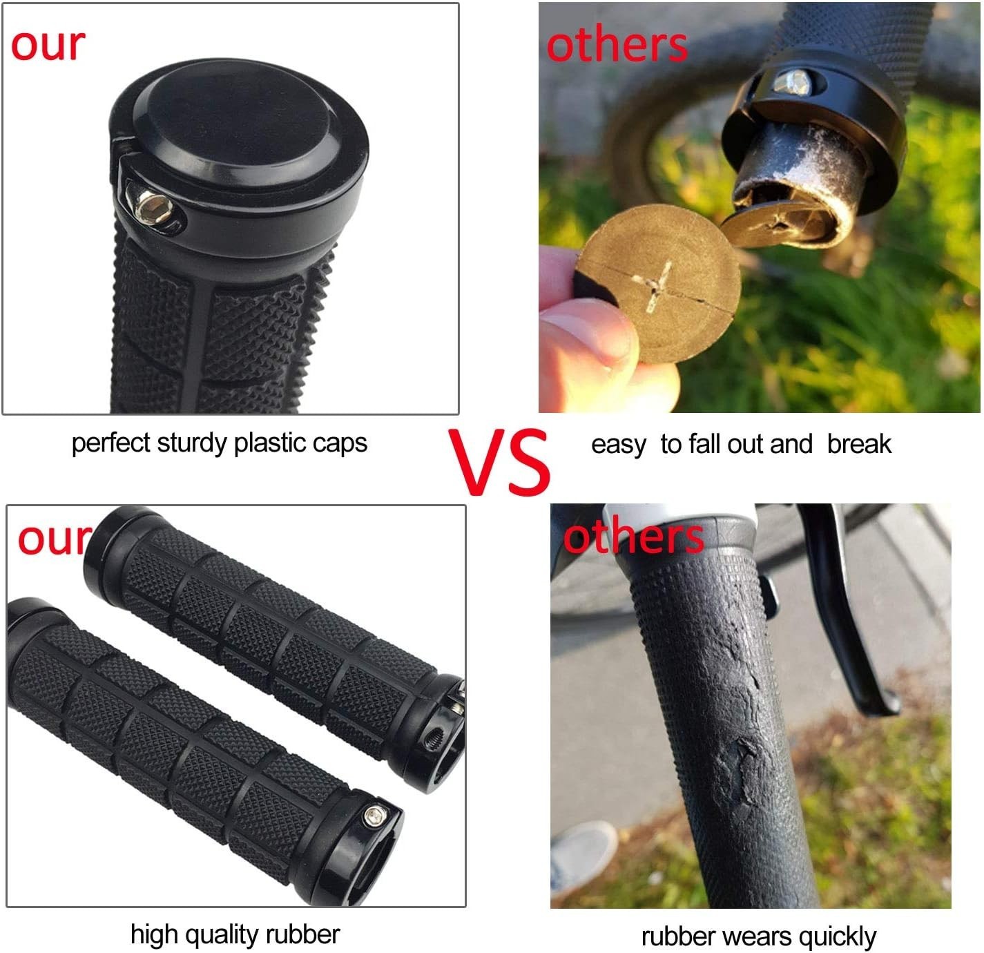 Lightweight Rubber MTB/BMX Handlebar Grips – 22.2mm Fit with Tool Included