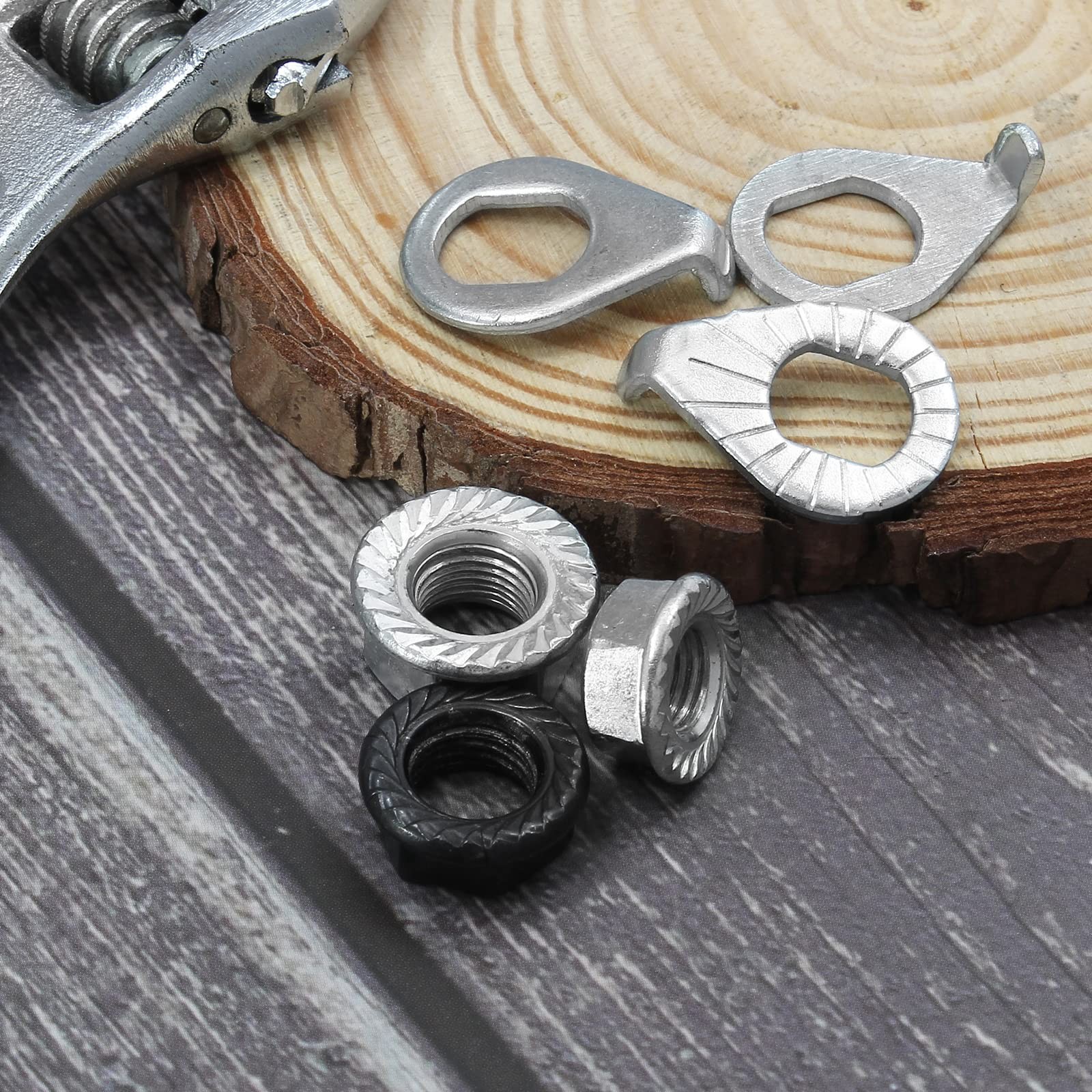 Moicstiy 12 Pcs Bike Wheel Axle Nuts and Safety Washers Kit, 3 Size 12Pcs