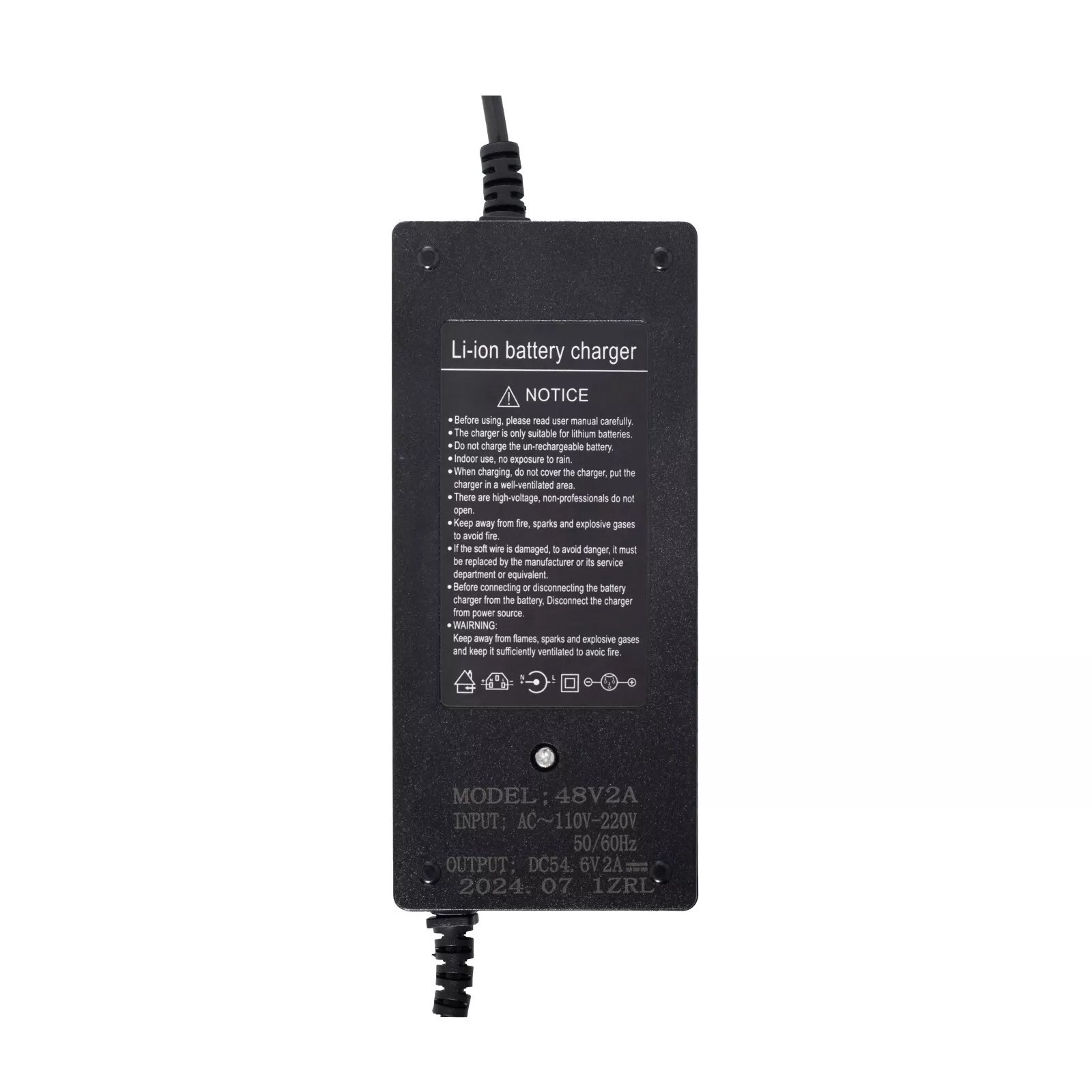 54V 2A Adapter Charger 48V Lithium Battery with 5.5mm*2.1mm DC Plug Port 108W 2
