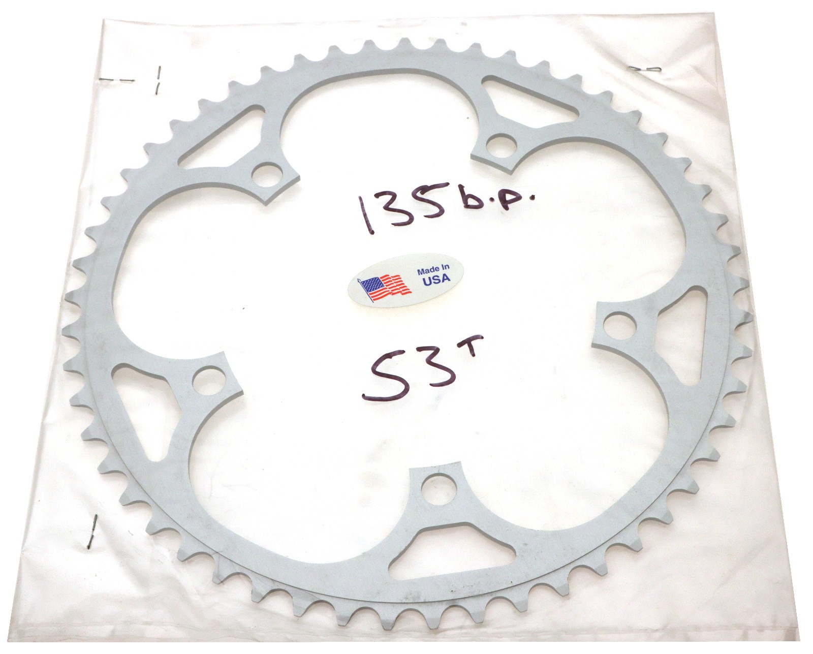 Vuelta Avitar 53T 135 BCD 9/8 SPD 7075 Aluminum Silver 5 Bolt NOS Made in USA