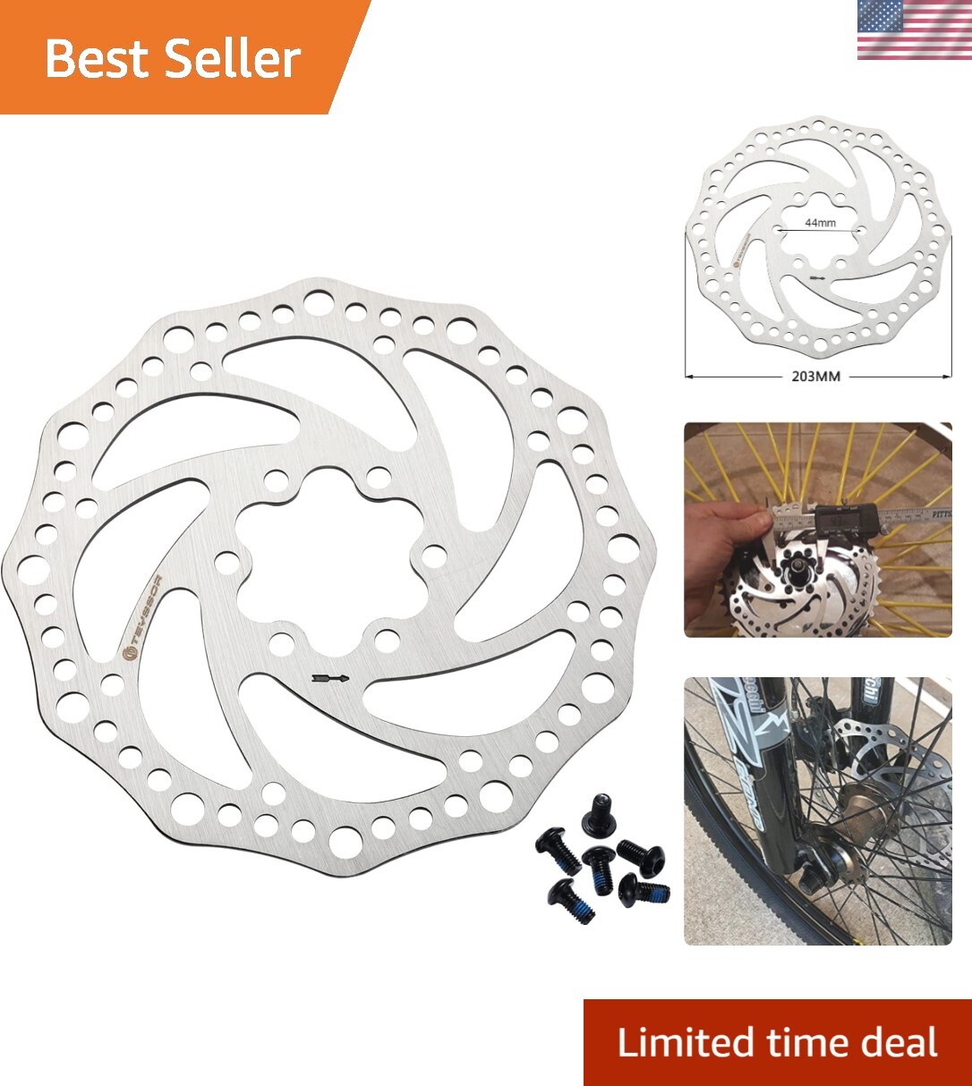 High-Performance Titanium Bike Disc Brake Rotor 140-203mm with Stainless Finish