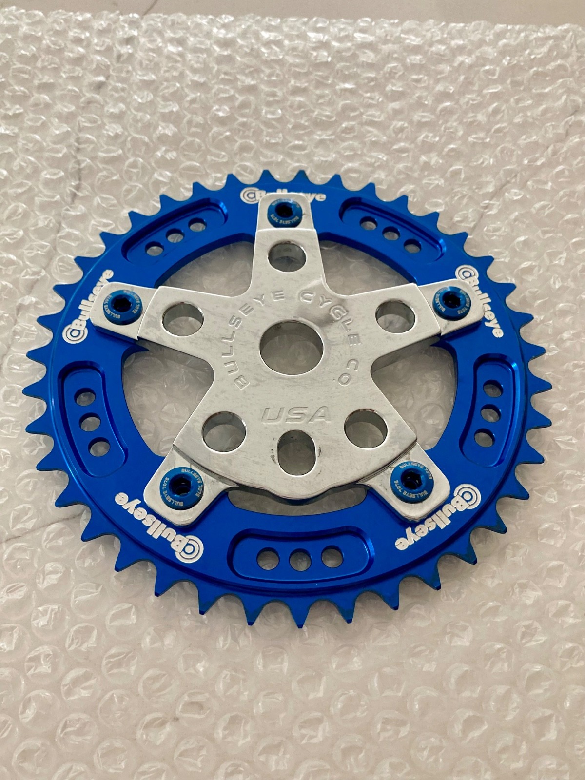Bullseye BMX 39T Race Works Prodrive Chainring Blue/Chrome