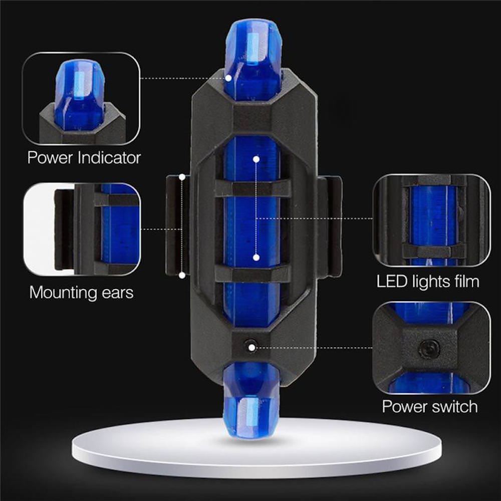 RECHARGEABLE Micro USB flash LED Bicycle Bike Frame Waterproof Head Tail Light