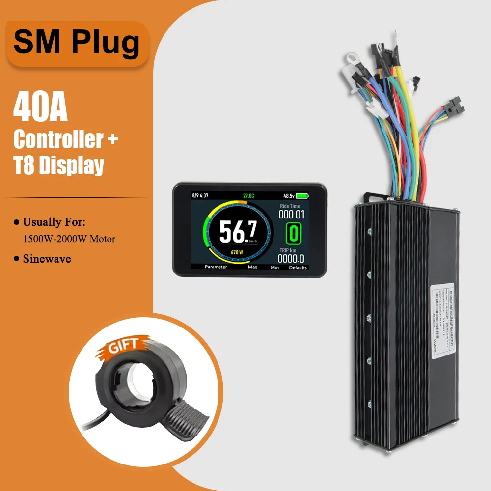 Ebike 36V/48V Controller 40A Three-Mode Sine Wave with LCD Display for Motor Kit