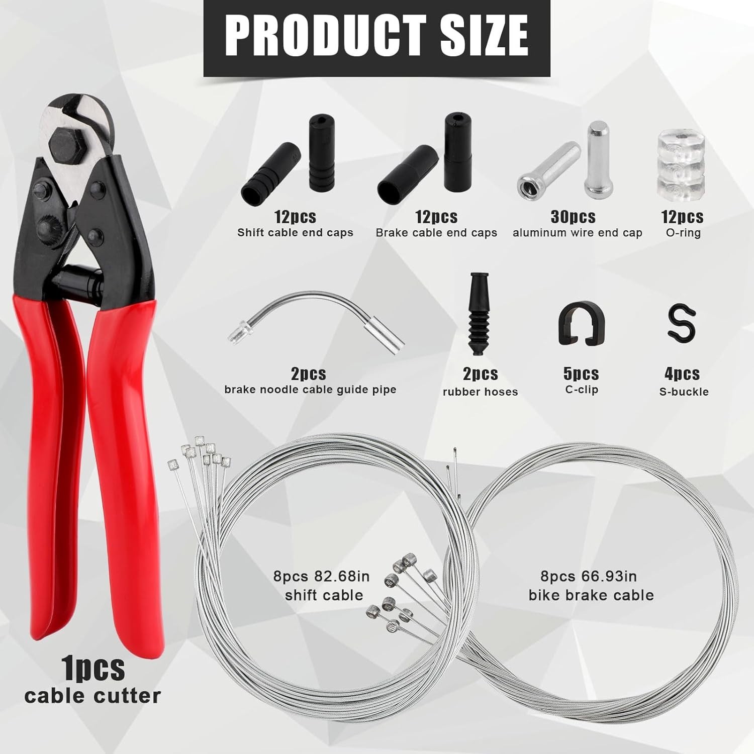 96PCS Universal Bike Cable Kit Stainless Steel Break & Shift Cable with Cutter