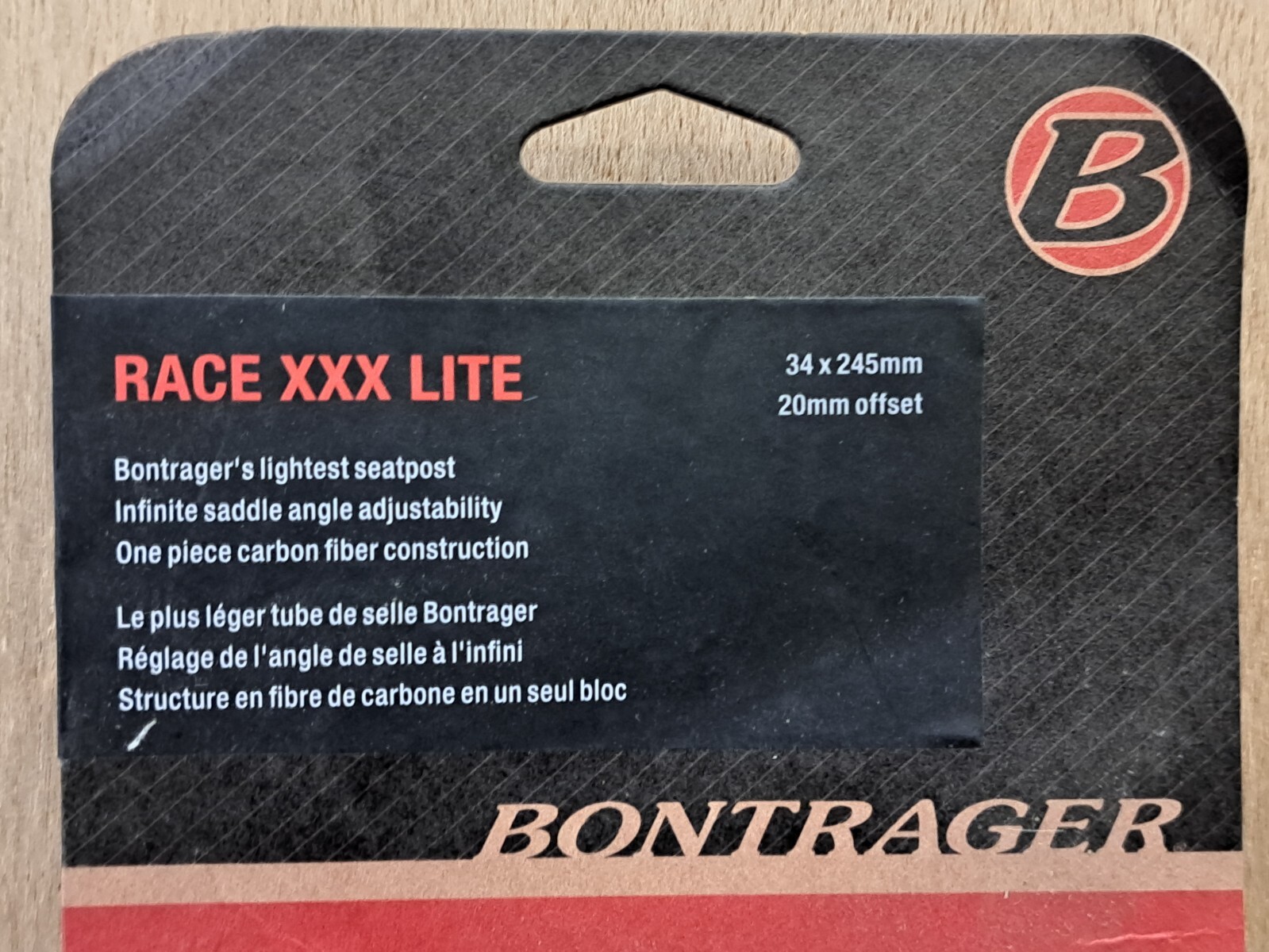 NOS Bontrager Race XXX Lite Carbon Seat Post / 34 x 245mm / 20mm Offset
