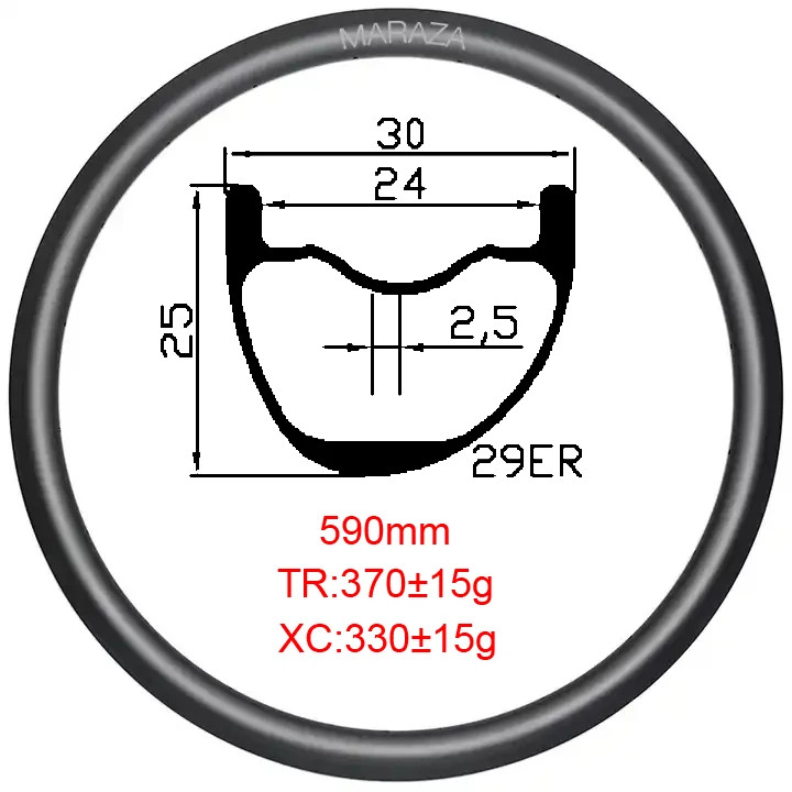 29er MTB XC Carbon Rim 24H 28H 32H 36H UD Matte Glossy Mountain Bicycle Wheels