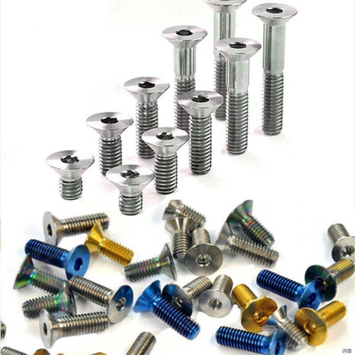 10pcs M6x10/15/20/25/30/35mm Flat Head Titanium Countersunk Screws Bolts