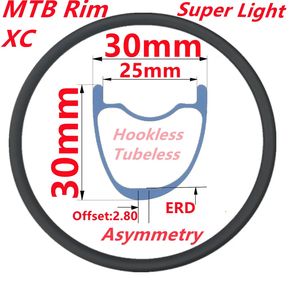 XC MTB Carbon Fiber Rims Custom 20 25 30mm Depth Disc Brake Bike Wheel 28H