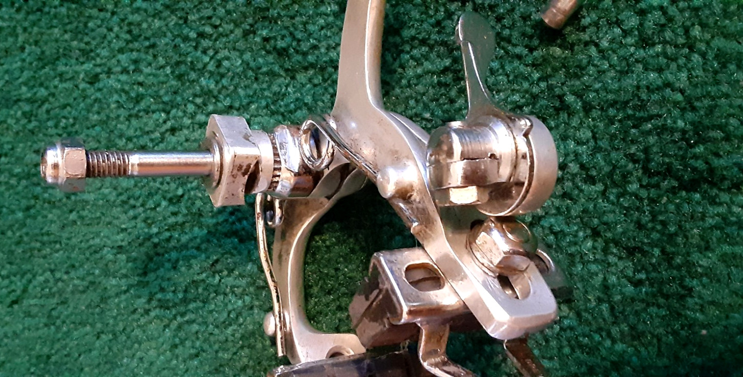 Used Campagnolo 1972 Record Brakes, Front & Rear, Standard, Adj. Screw, Pads