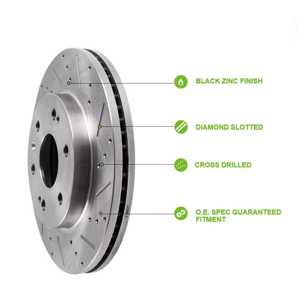 Scitoo Rear Brake Rotors 2Pcs Drilled Slotted Brakes Kit Fit For 2003-2009 For