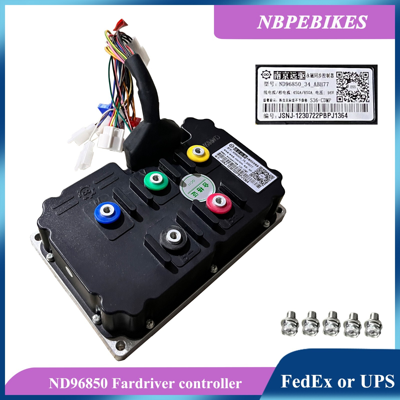 Fardriver ND72850 72V DC450A Peak 850A BLDC Sine Wave Controller for 6-8kw motor