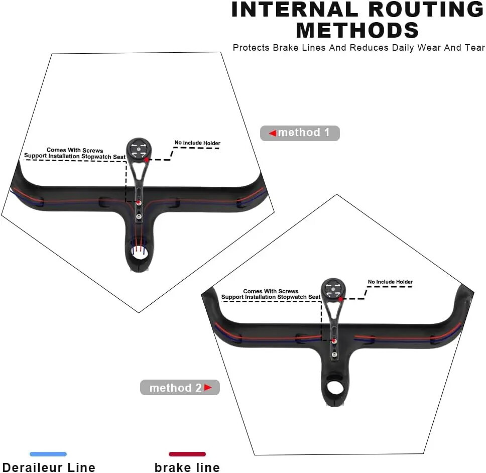 Carbon Road Bike Integrated Handlebar 400mm 420mm 440mm UD Glossy / Matte