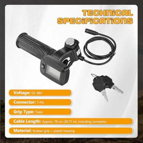 Throttle Integrated Display with M Key Button Speedometer Compatible No Grip