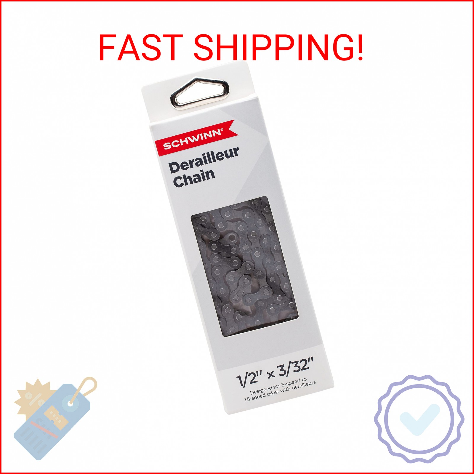 Schwinn Bike Chain, 1/2″ x 3/32″ Derailleur Chain Replacement, 112 Total Links,