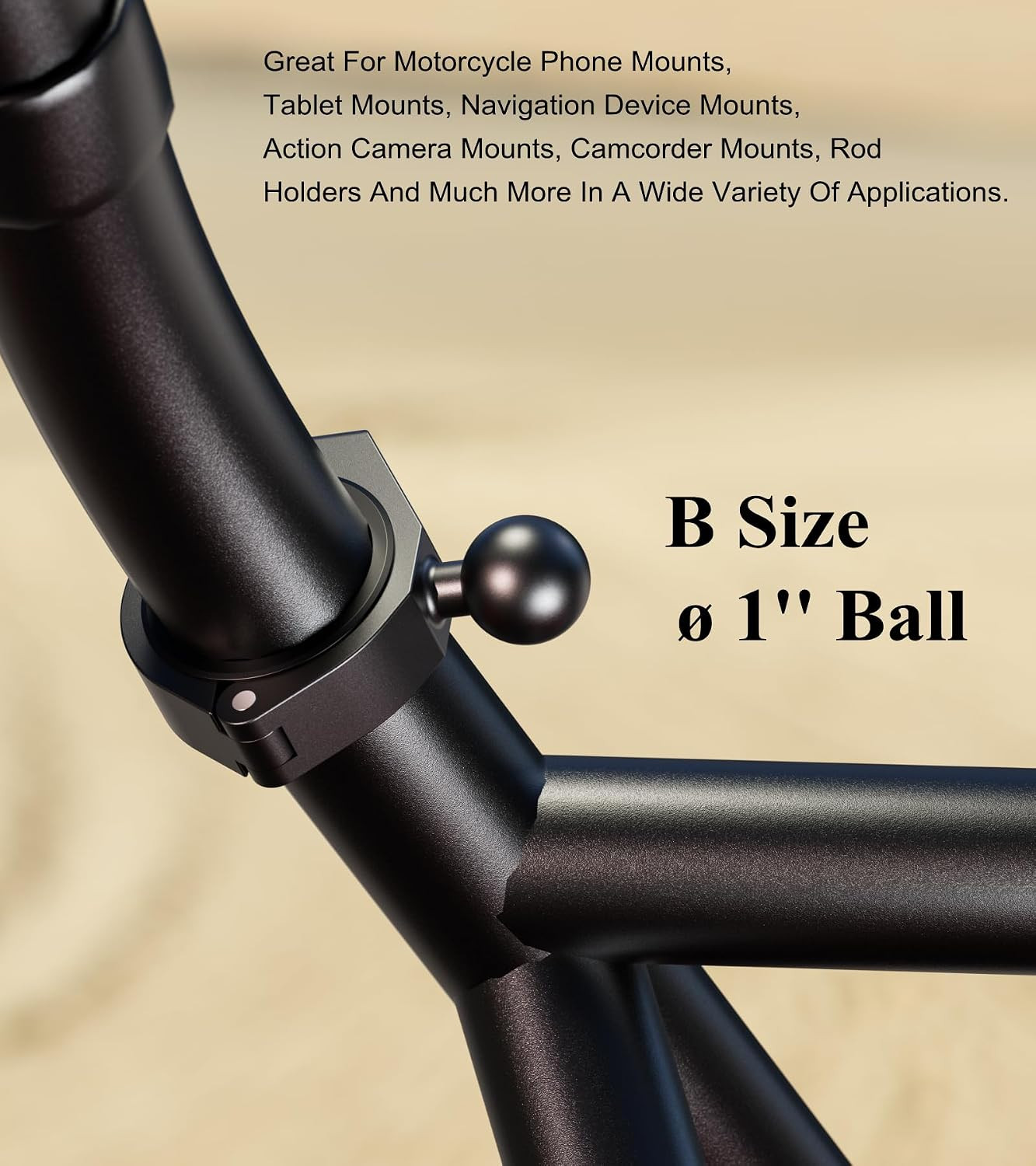 Aluminum Alloy Large Bar Clamp Mount Base with 1» TPU Ball | Fit 1.5» / 1.65»