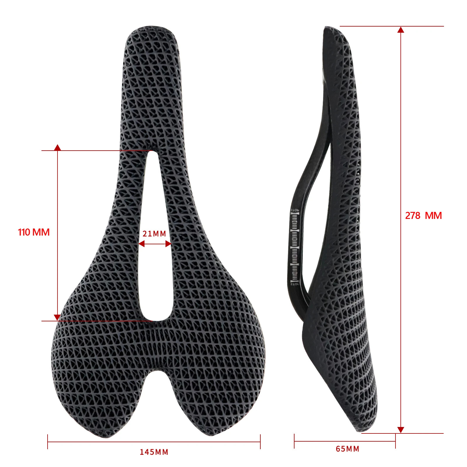 3D Printed Bike Saddle Carbon Fiber Hollow Comfortable Breathable Seat 275x143mm