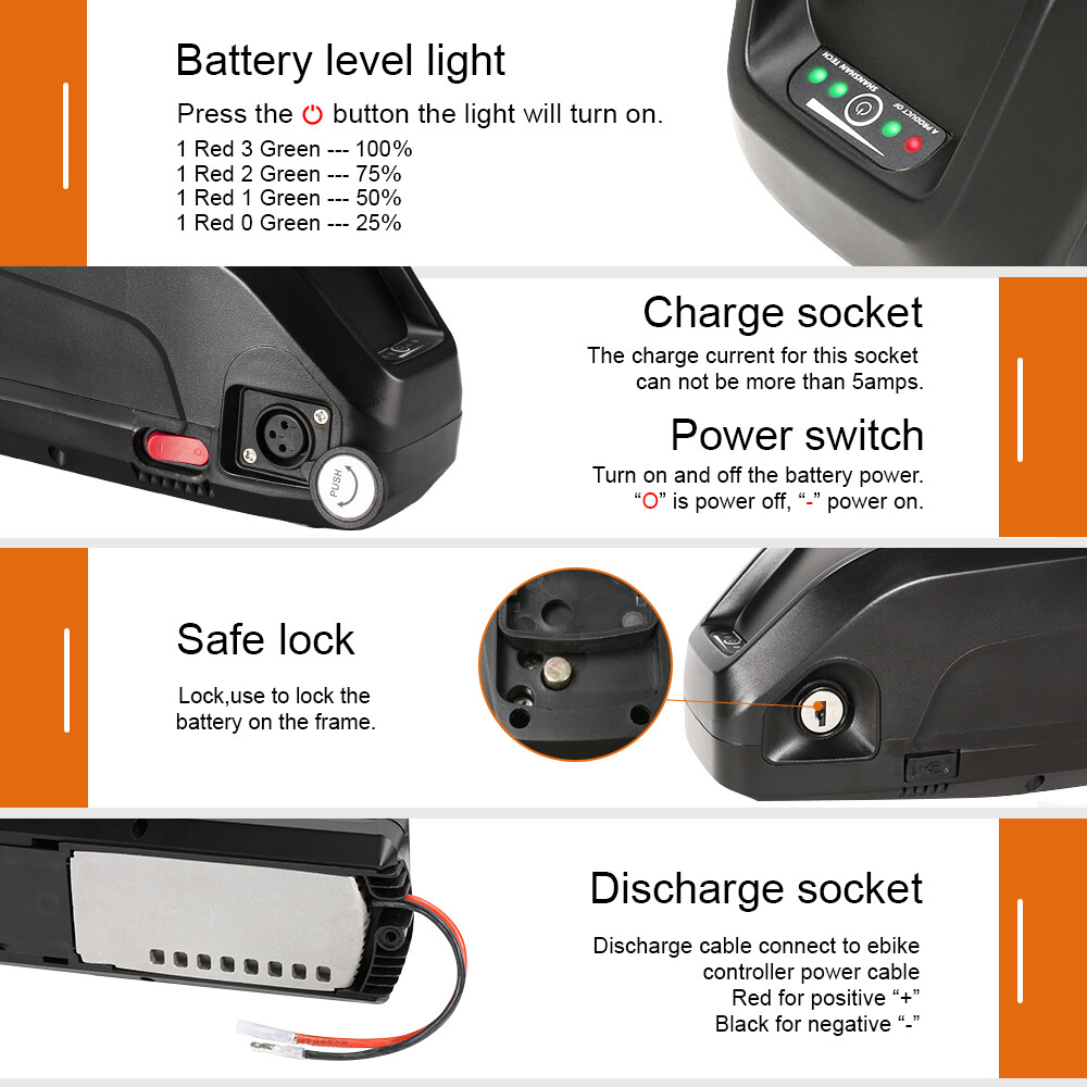 Lithium Ion Battery 48V 13Ah for Electric Bike 1000W Hailong Ebike Battery 48V