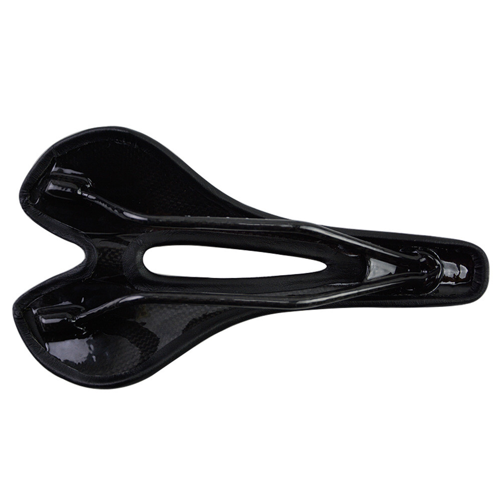 270*143mm Carbon Fiber Leather Saddle Mountain Road Bike Seat Oval Rail Black