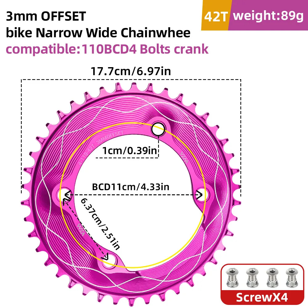 VXM 110BCD Chainring 40T-58T Bicycle Chainwheel 110BCD 4claws Bolt R7000 R8000