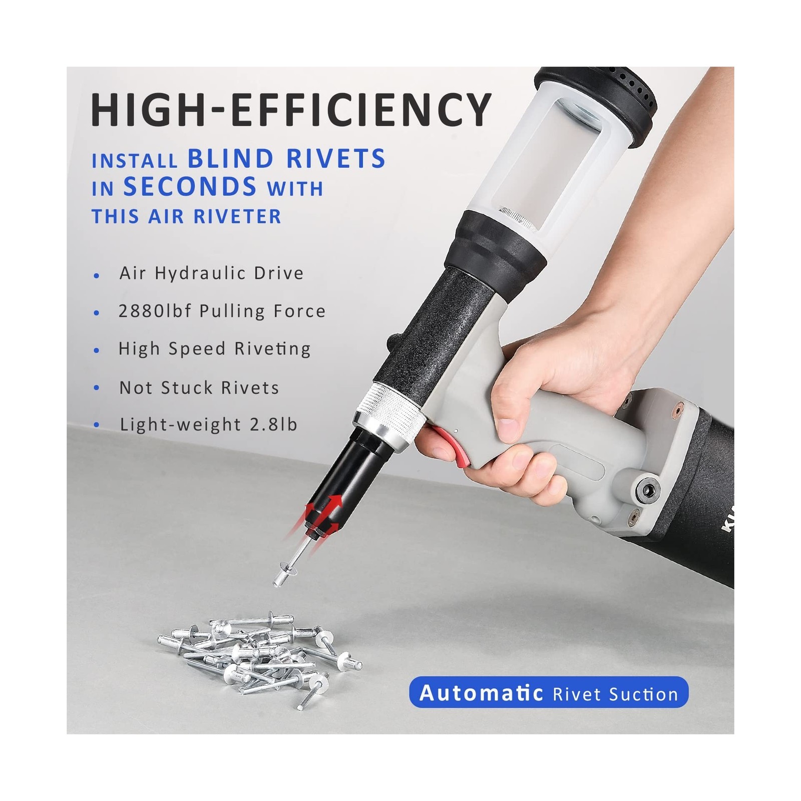 Pneumatic Rivet Gun S30 Self-Suction Air Rivet Gun 3/16″ 5/32″ 1/8″ 3/32″ Hyd…