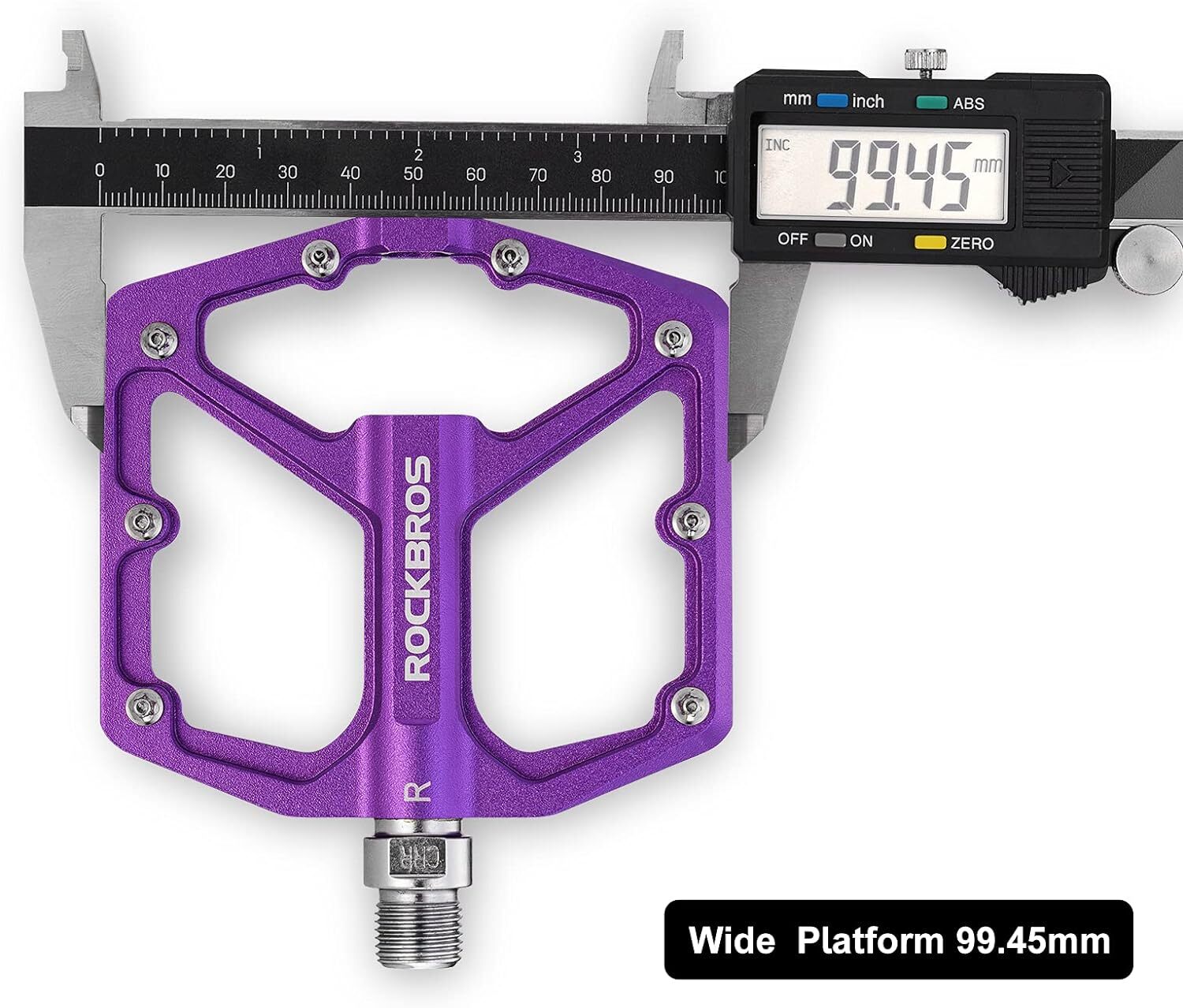 ROCKBROS Bike Pedals 9/16» Aluminum Alloy Flat Wide Platform Pedals 4 Bearings