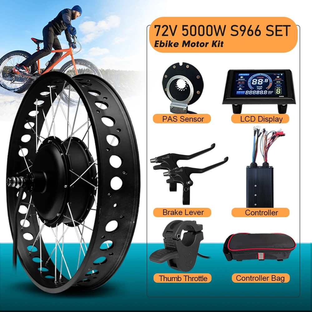 72V 5000W Rear Rotate Electric Fat Bike Brushless 4.0 Tyre Motor Wheel