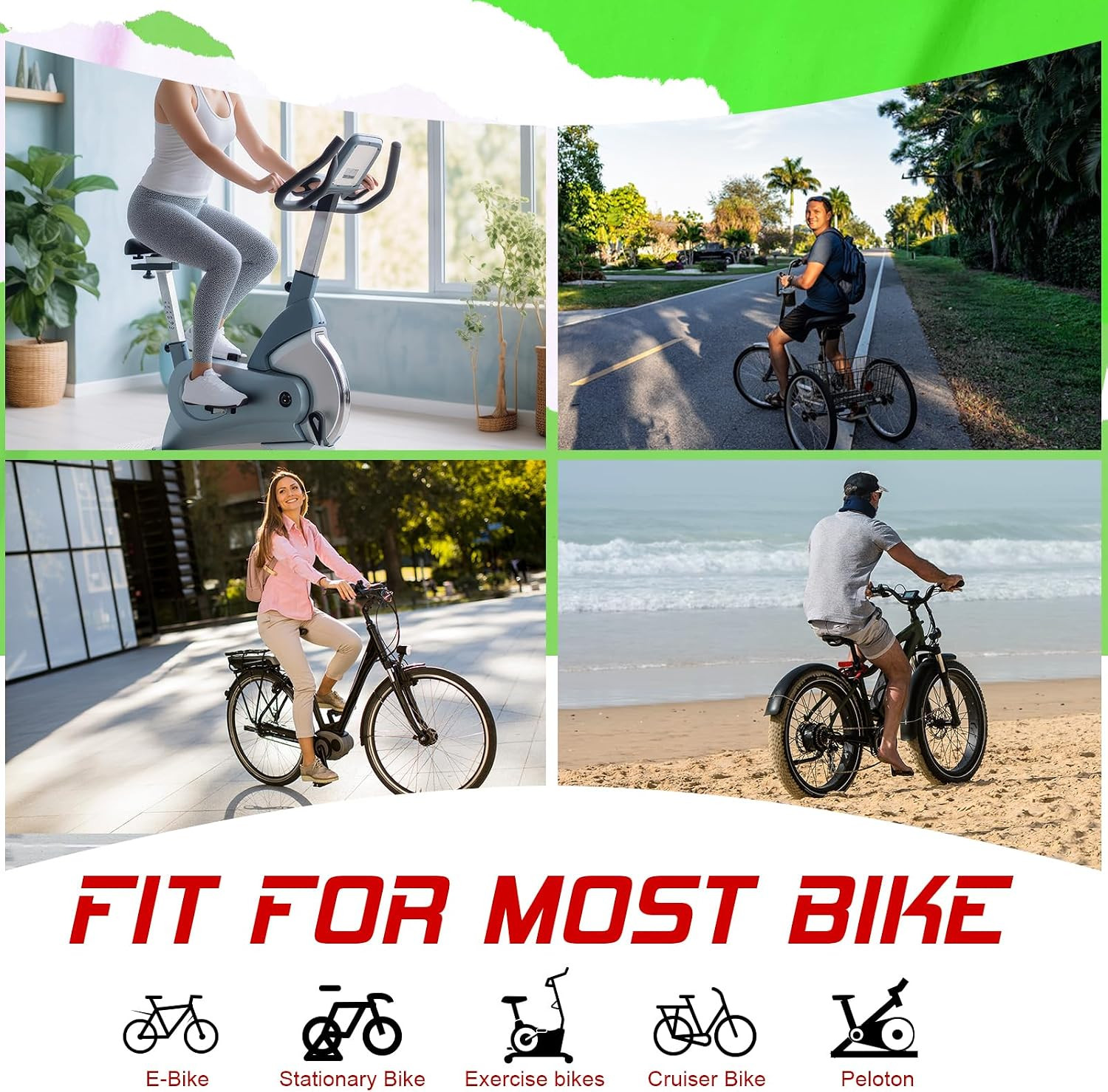 Wide Bike Seat for Men Women Ebike Seats Comfort Extra Large Comfortable Bicycle